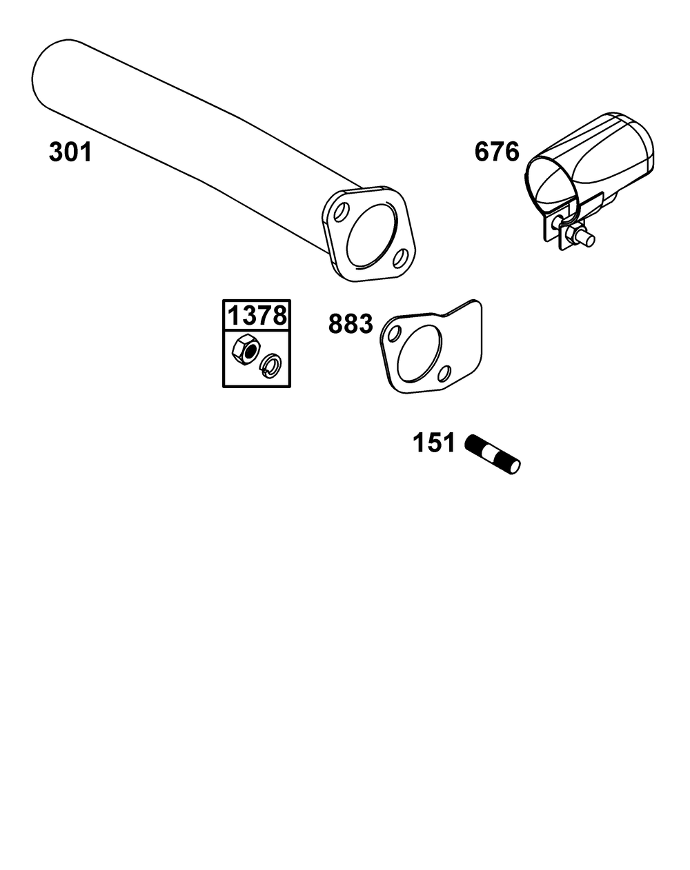 Exhaust Group Diagram and Parts List for 261D05-0002-01 200000 - 399999 Briggs and Stratton Engine